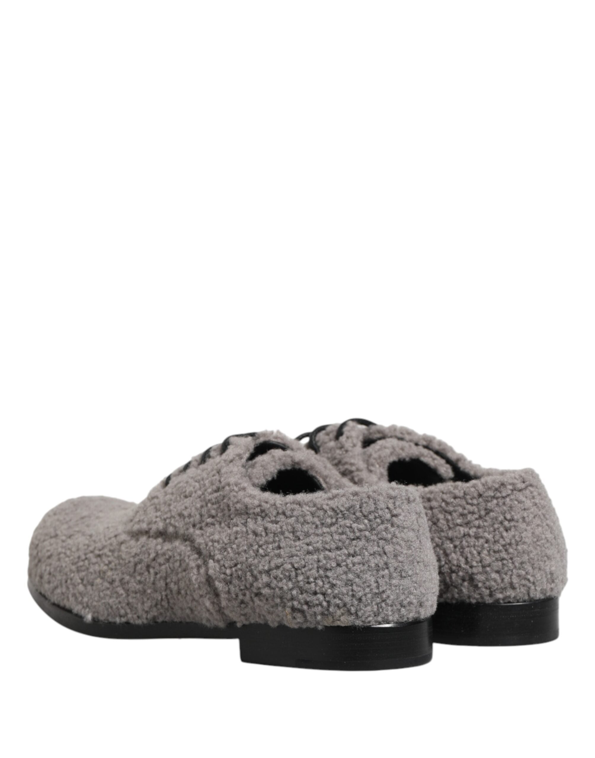 Dolce & Gabbana Gray Fleece Lace-Up Men's Derby Dress Shoes