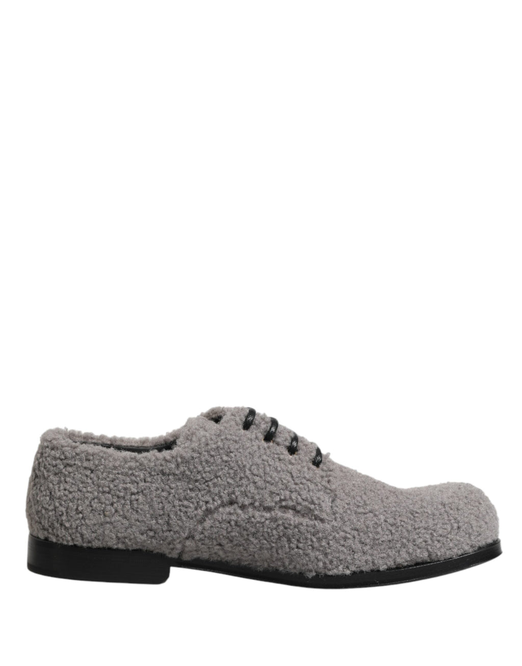 Dolce & Gabbana Gray Fleece Lace-Up Men's Derby Dress Shoes