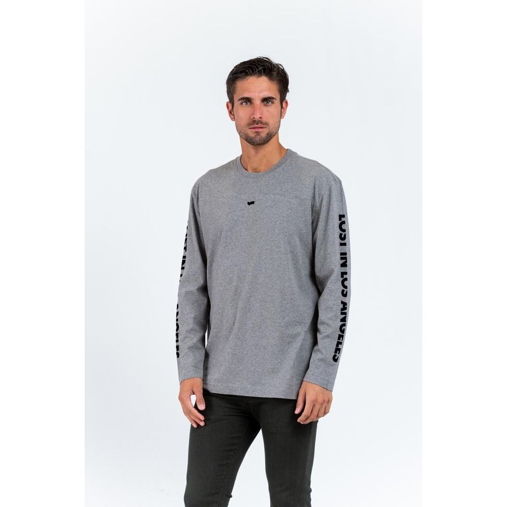 Gas Graues Baumwoll-Langarmshirt