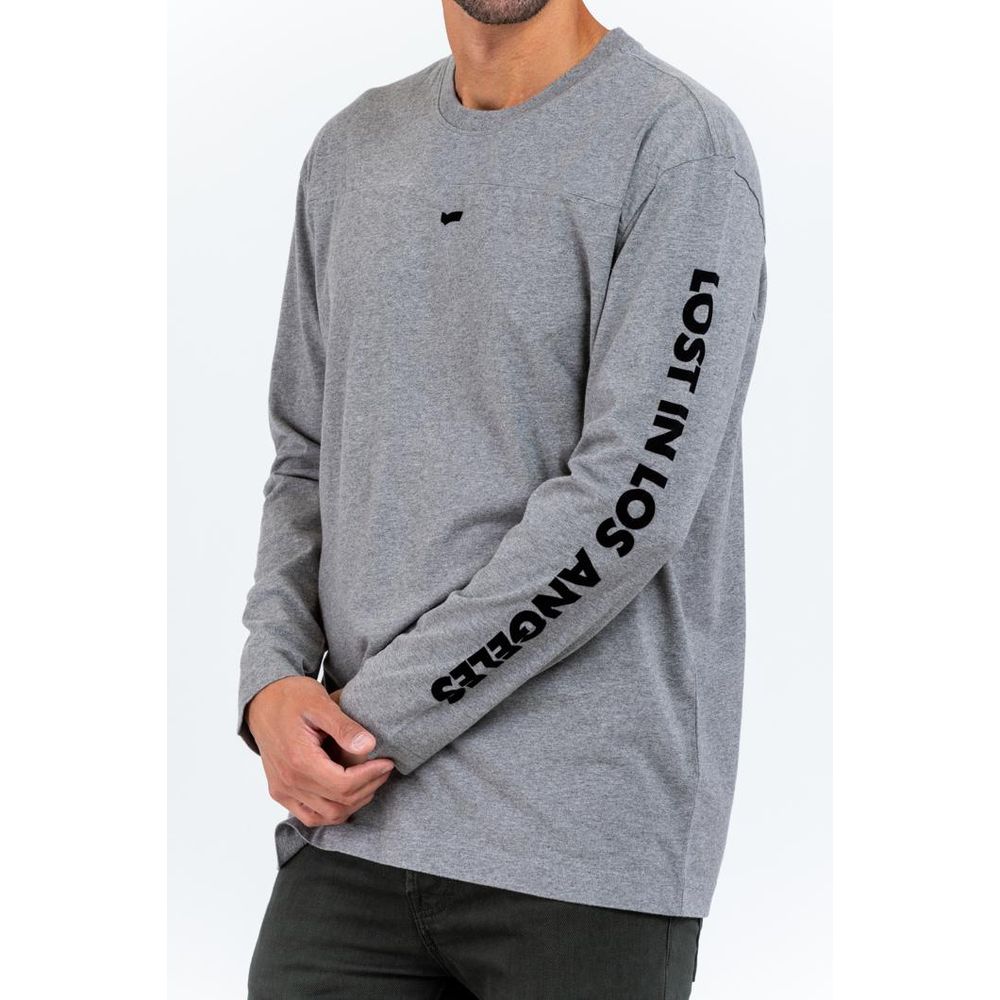 Gas Graues Baumwoll-Langarmshirt