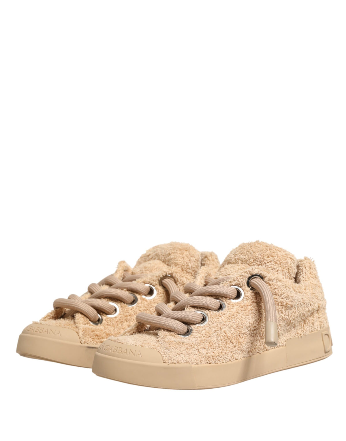 Dolce & Gabbana Schuhe Beige Kunst Shearling Low-Top-Sneaker