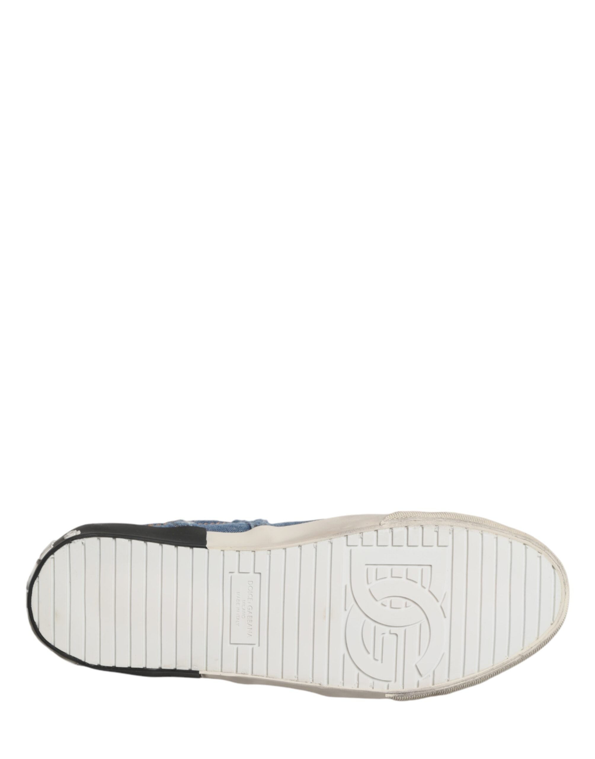 Dolce & Gabbana Blue Distressed Denim Low-Top Sneakers