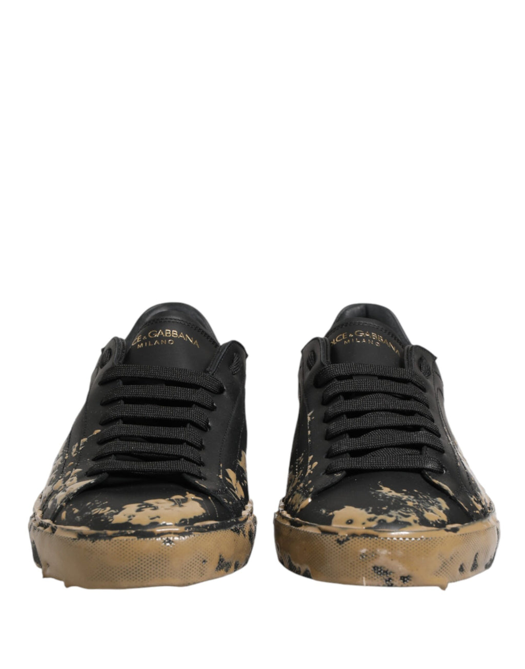 Dolce & Gabbana Schwarze Portofino Sneaker in Used-Look, Low-Top