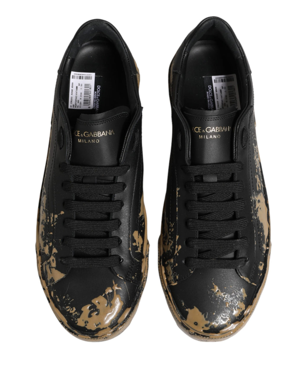 Dolce & Gabbana Schwarze Portofino Sneaker in Used-Look, Low-Top
