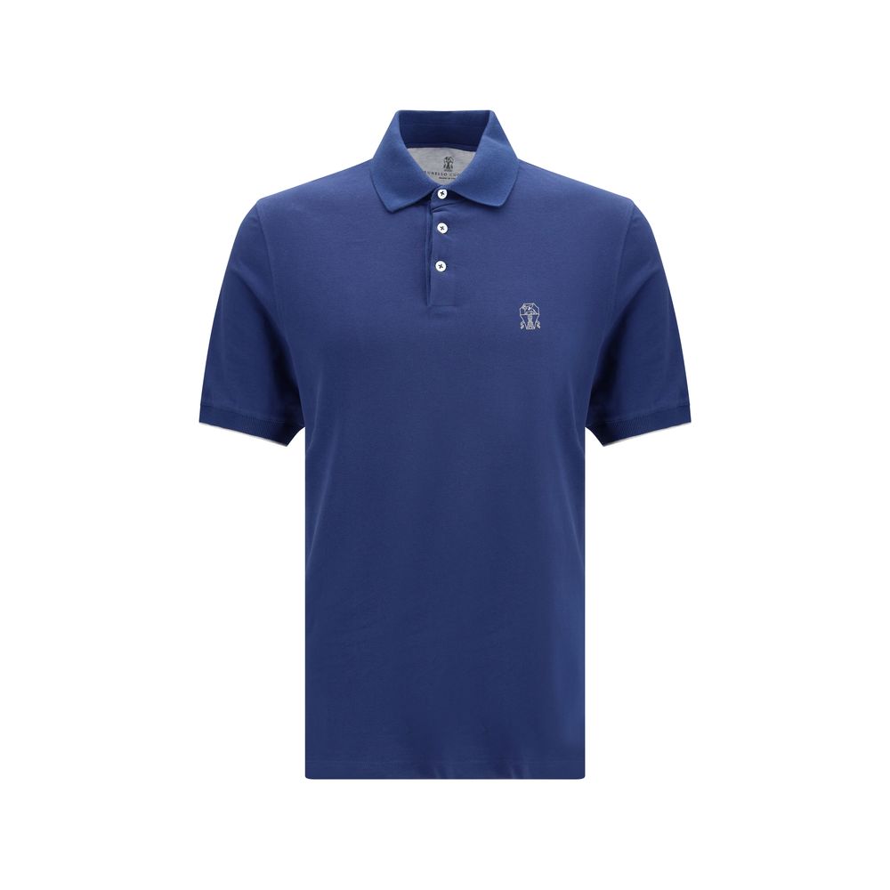 Brunello Cucinelli Blaues Baumwoll-Polohemd