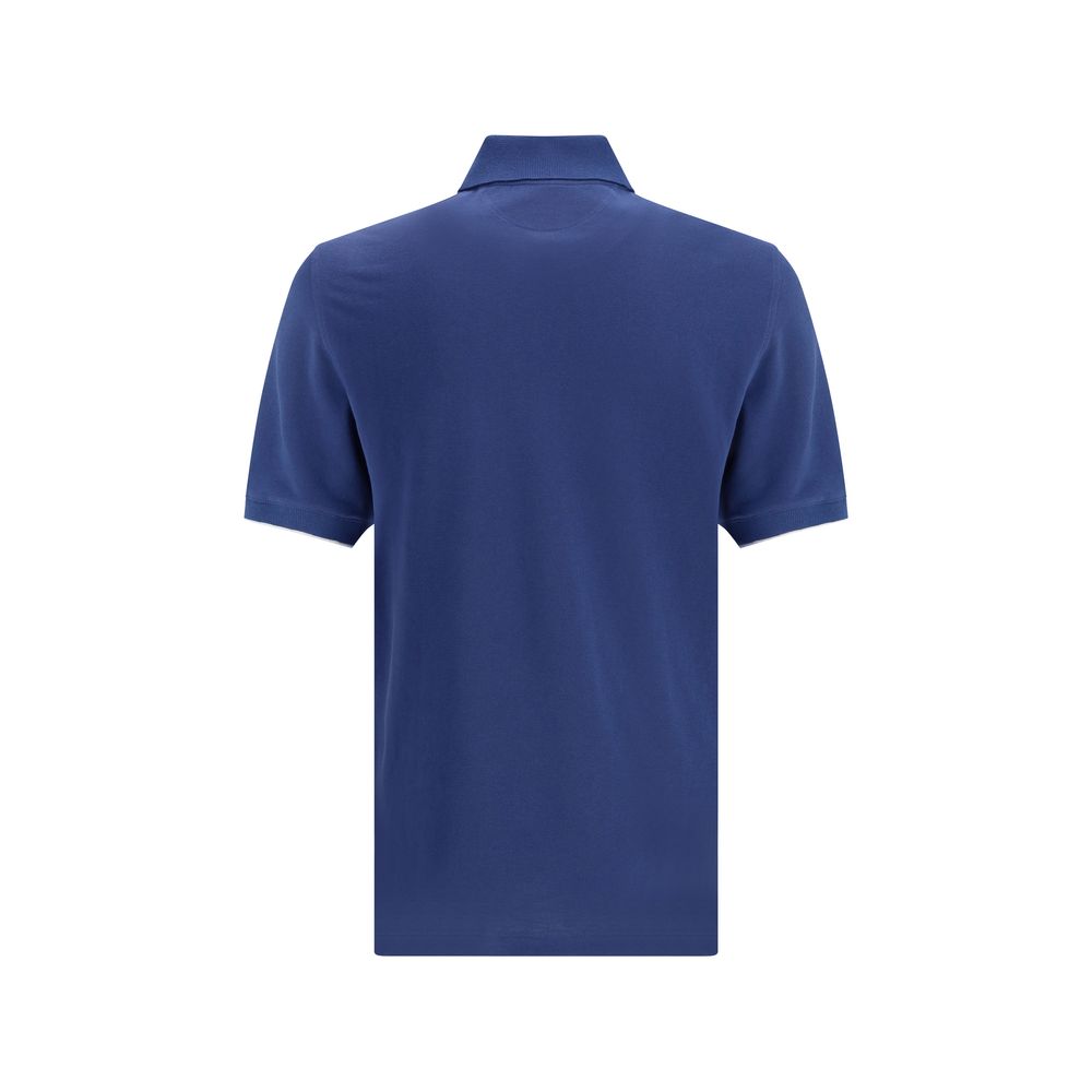 Brunello Cucinelli Blaues Baumwoll-Polohemd