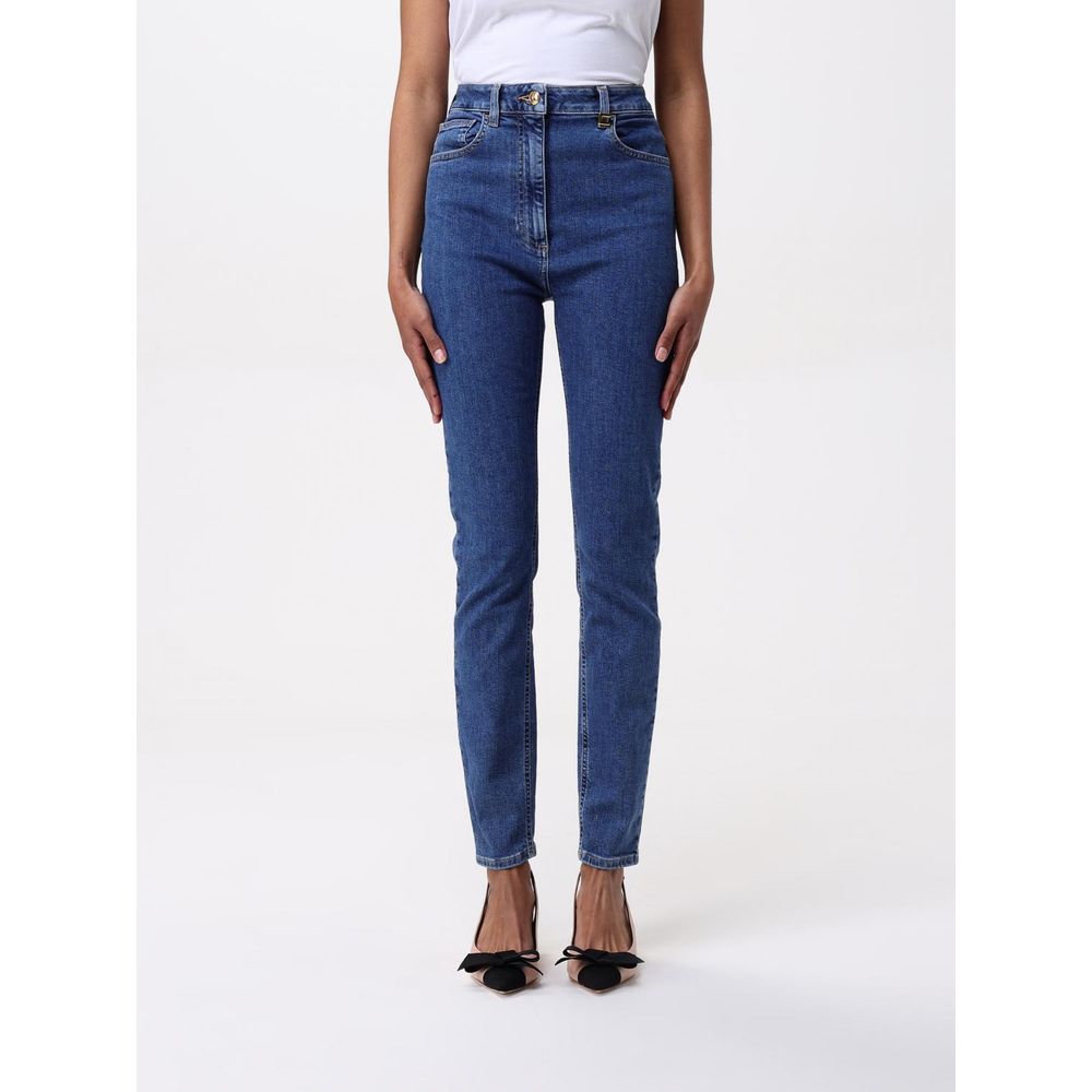 Elisabetta Franchi Blue High-Waist Denim Jeans