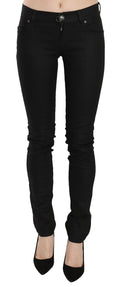 PLEIN SUD Black mid-rise cotton skinny jeans