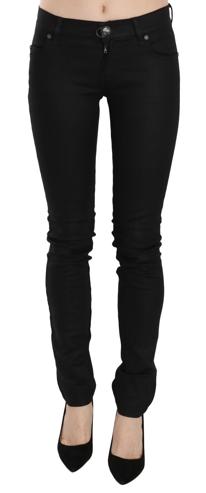 PLEIN SUD Black mid-rise cotton skinny jeans
