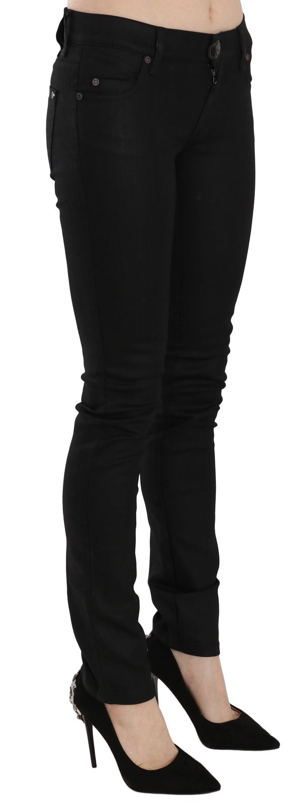 PLEIN SUD Black mid-rise cotton skinny jeans