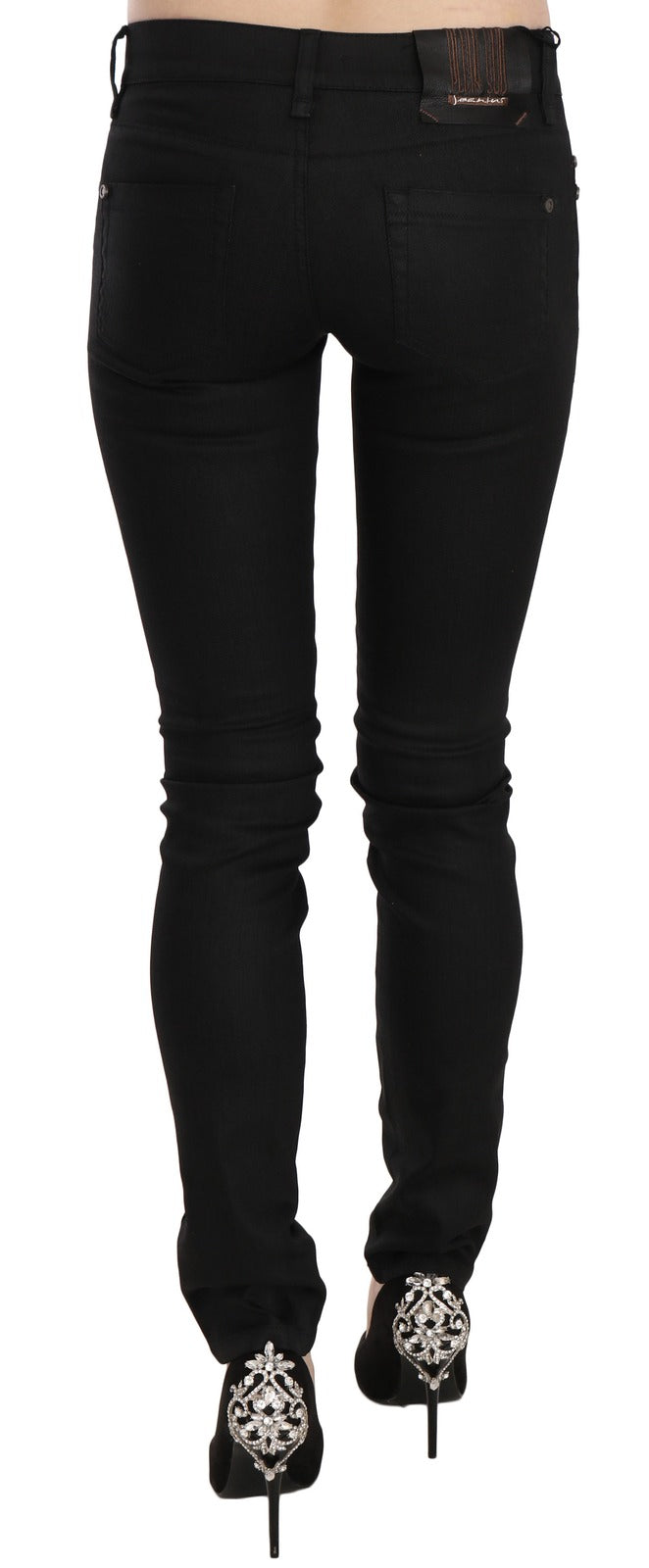 PLEIN SUD Black mid-rise cotton skinny jeans
