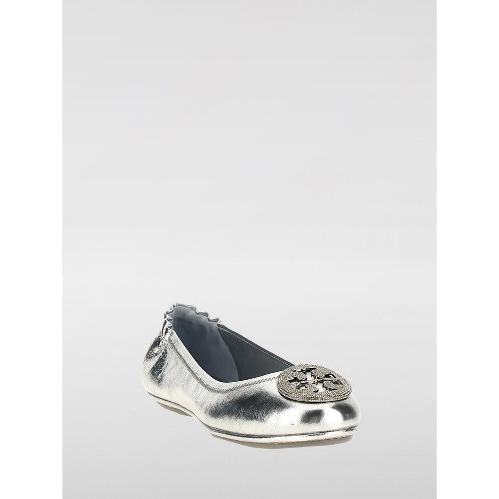 Tory Burch Silberne Ballerinas aus Leder