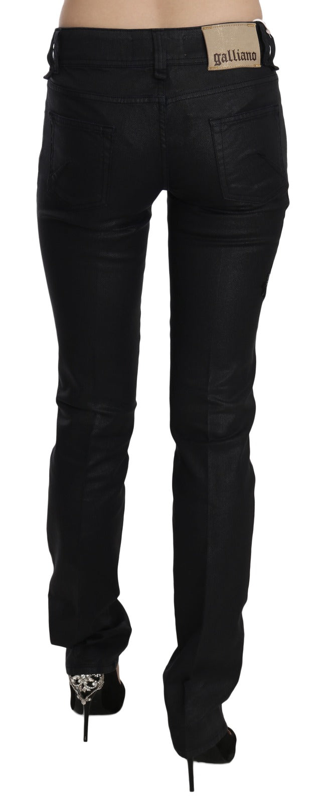 John Galliano Black Swan Floral Embroidered Mid-Waist Skinny Denim Jeans