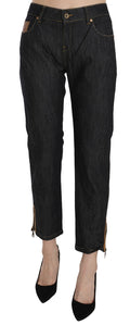 PLEIN SUD Jeans mit geradem Bein und hohem Bund in Blau aus Baumwolle