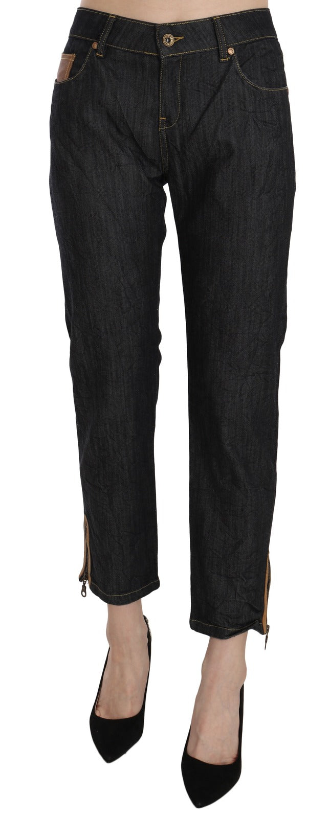 PLEIN SUD Jeans mit geradem Bein und hohem Bund in Blau aus Baumwolle