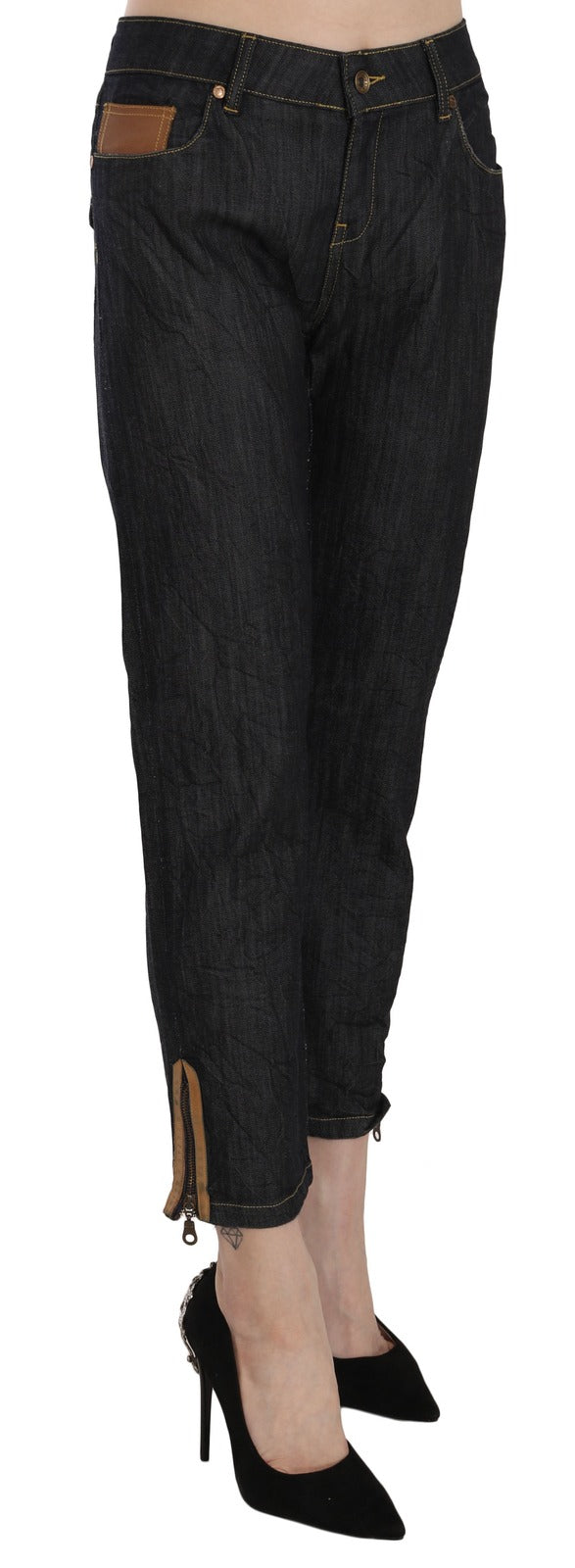 PLEIN SUD Jeans mit geradem Bein und hohem Bund in Blau aus Baumwolle