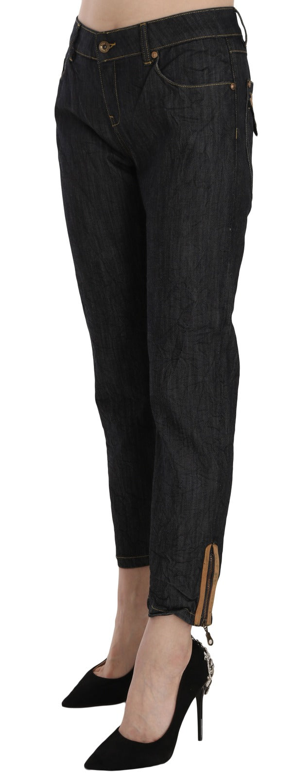 PLEIN SUD Jeans mit geradem Bein und hohem Bund in Blau aus Baumwolle