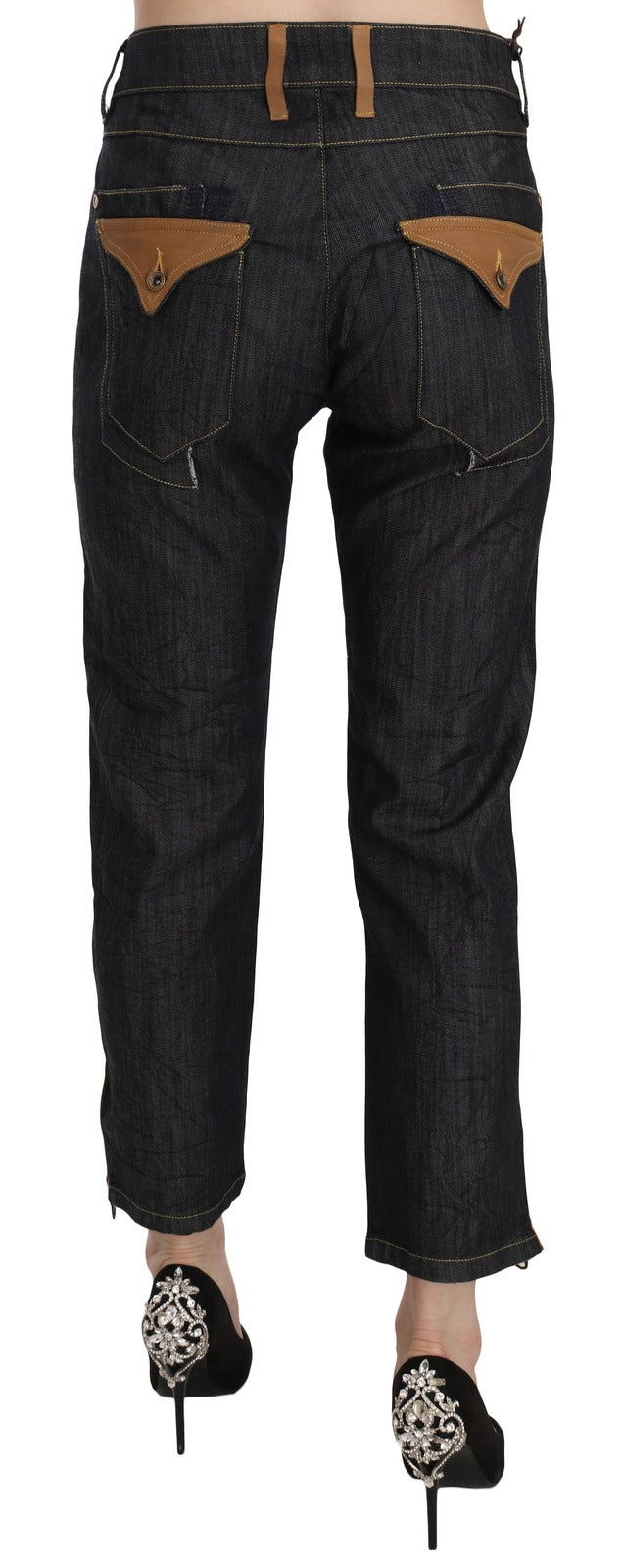 PLEIN SUD Jeans mit geradem Bein und hohem Bund in Blau aus Baumwolle