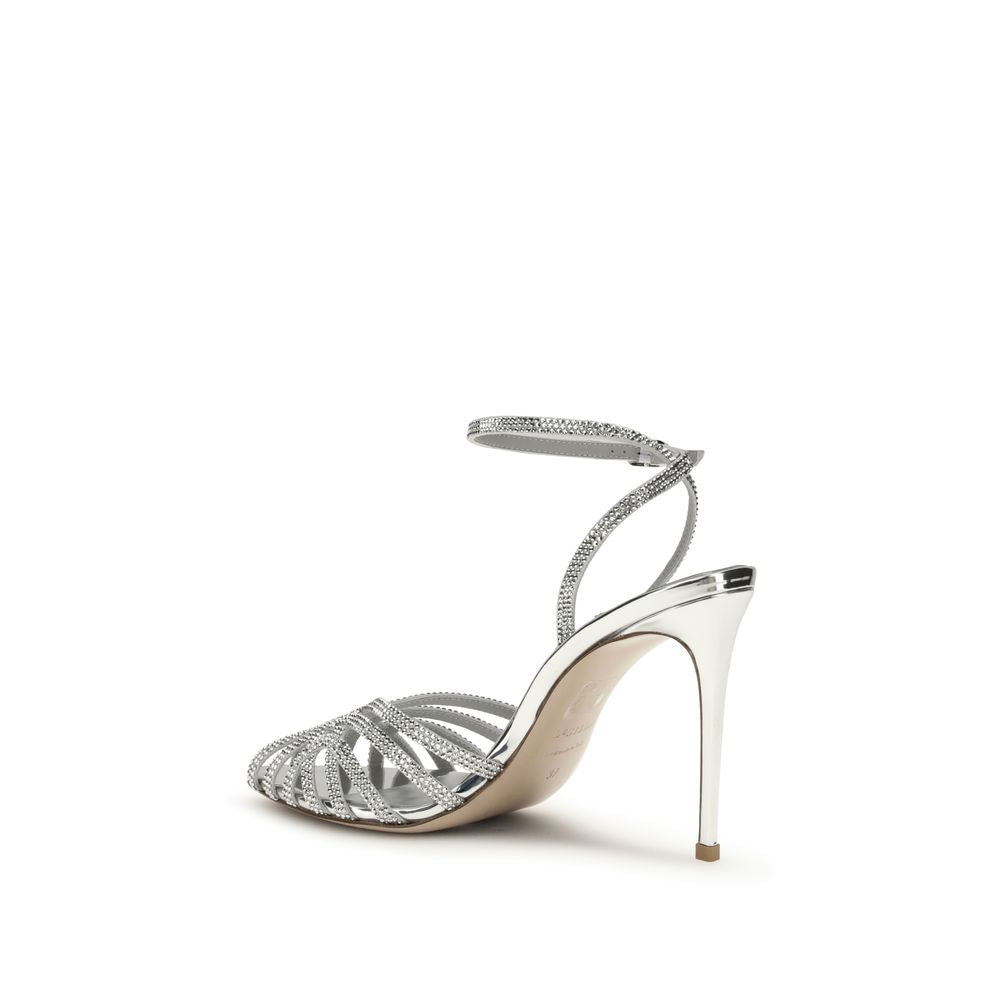 LE SILLA Sandals in silver calfskin with stiletto heel