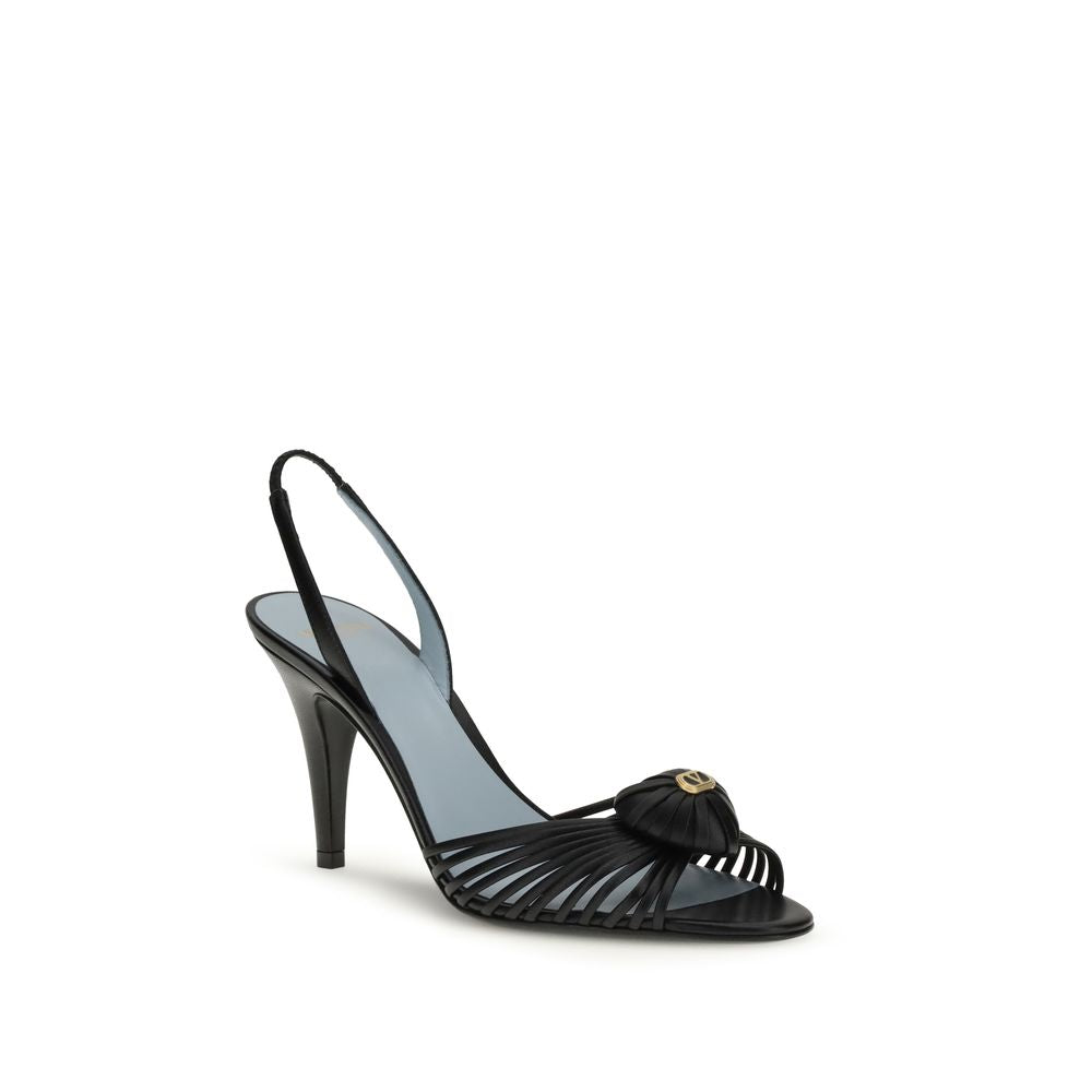 Valentino Garavani Black Bos Taurus Calf Leather Stiletto Heel Sandals