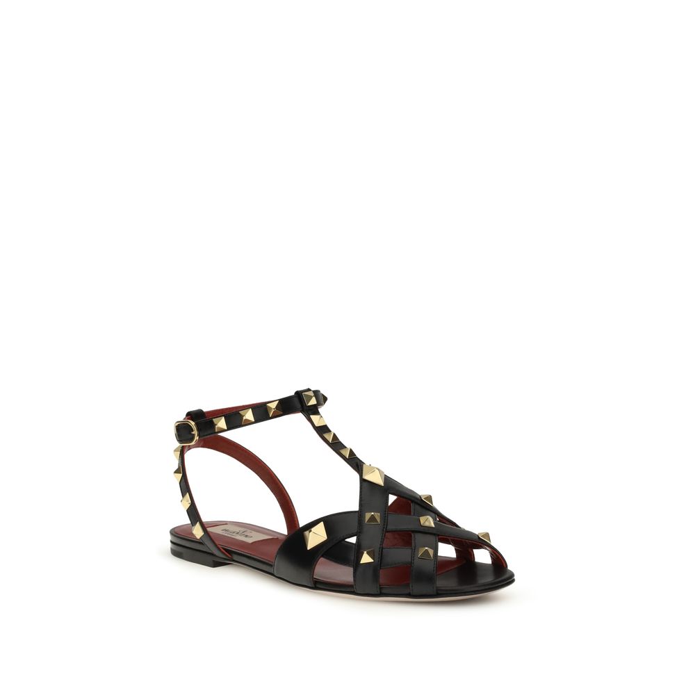 Valentino Garavani Black Goat Leather Sandals