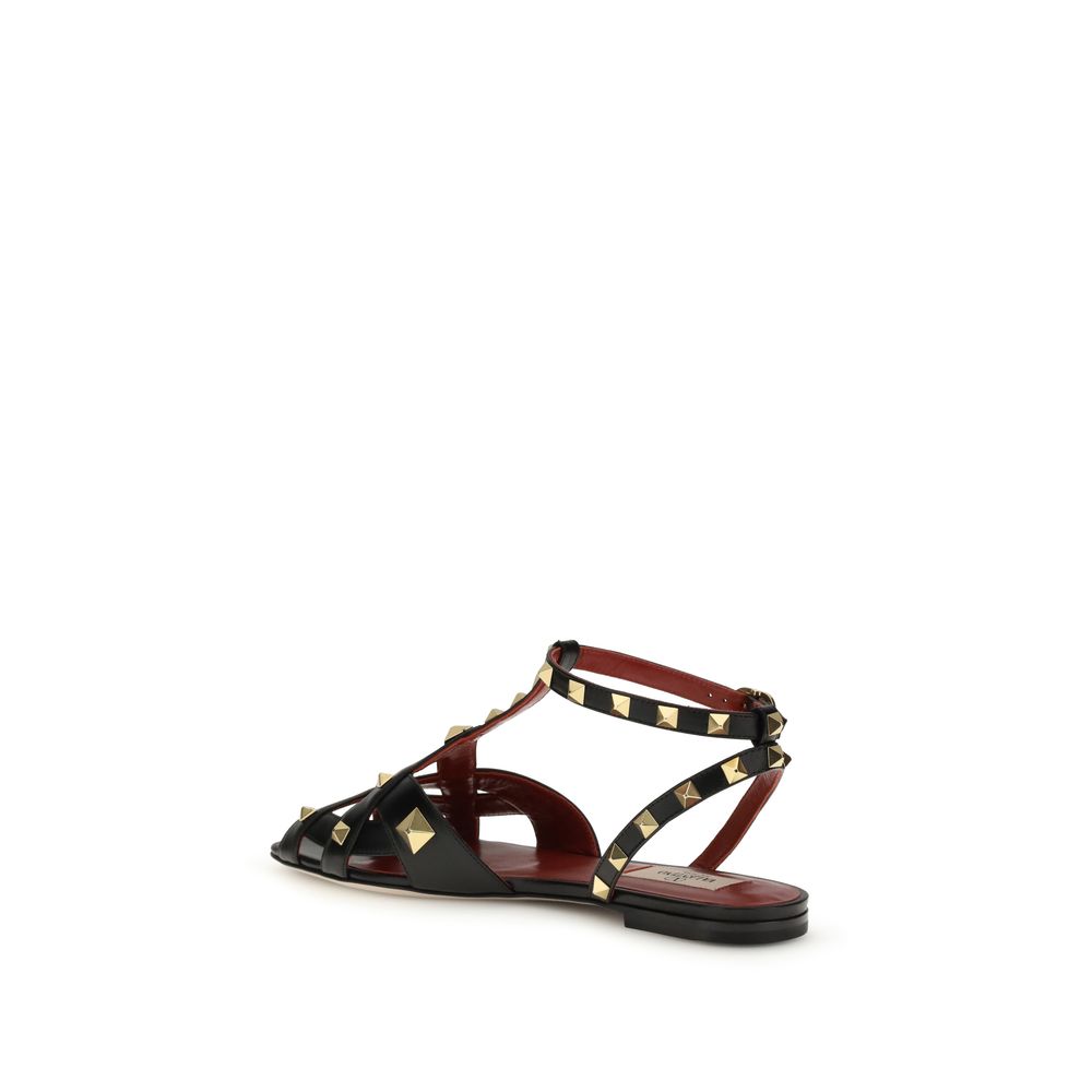 Valentino Garavani Black Goat Leather Sandals
