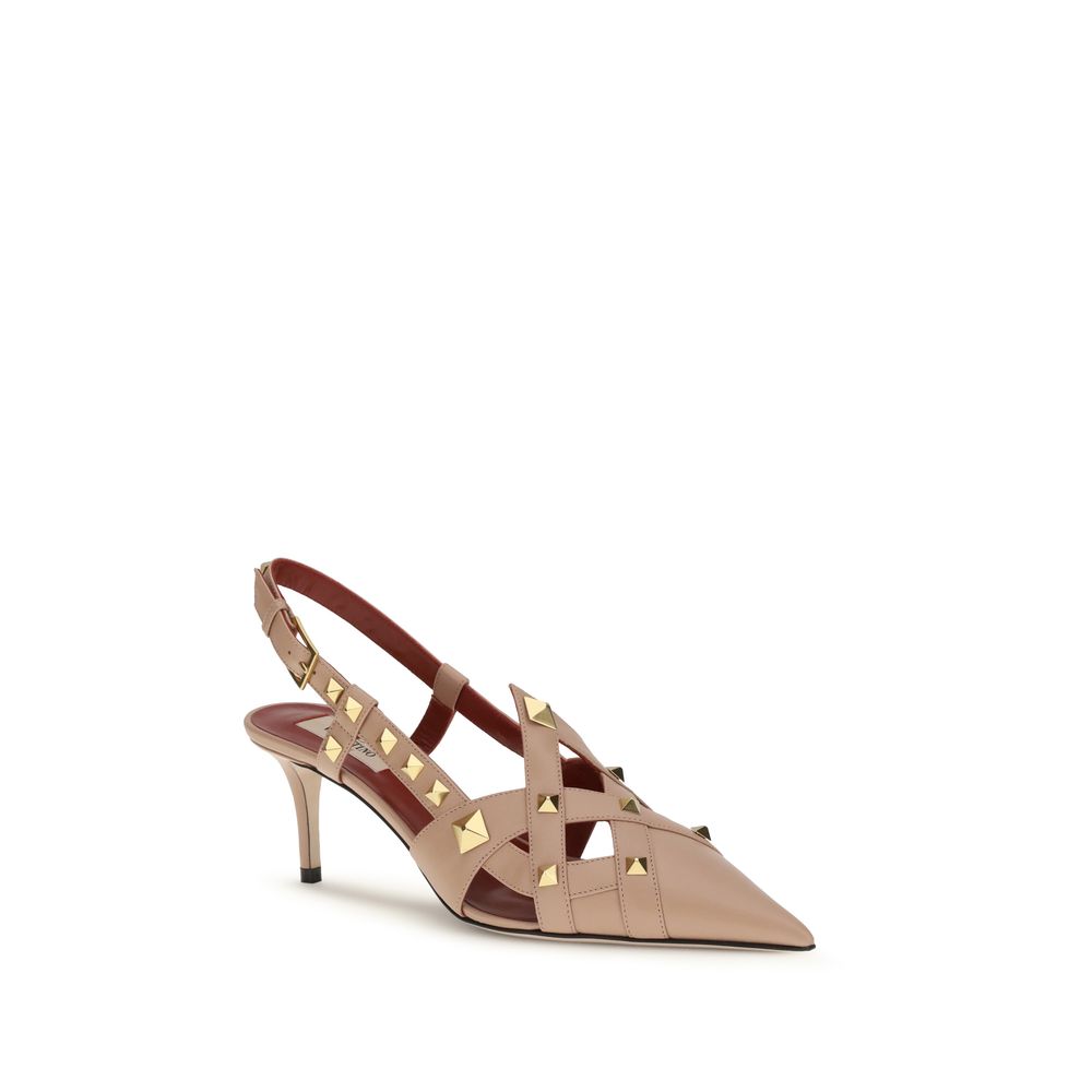 Valentino Garavani Mehrfarbige Ziegenleder-Pumps mit mittlerem Absatz