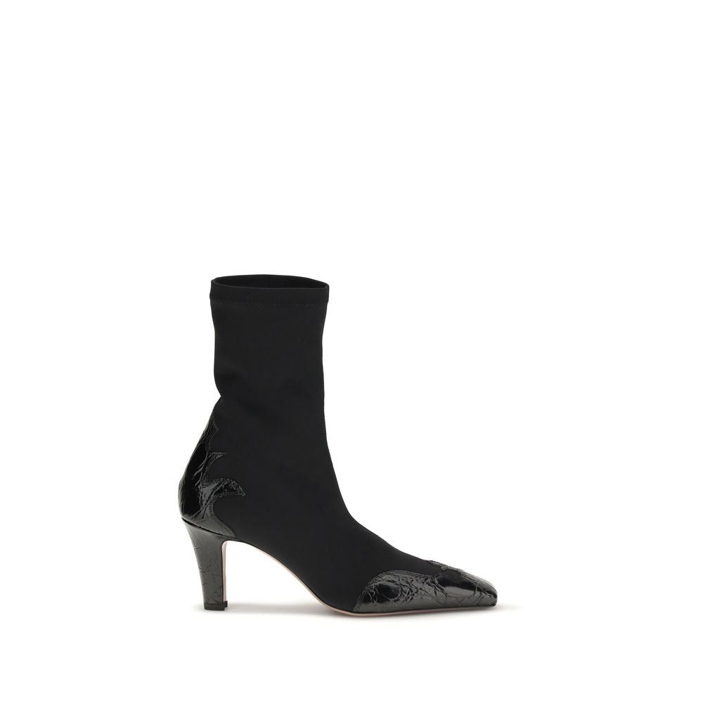 Paris Texas Black Calf Leather Ankle Boots Bos Taurus