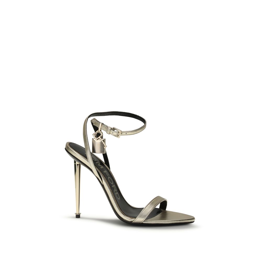 Tom Ford Sandale mit Stilettoabsatz aus Kalbsleder Bos Taurus in Gold
