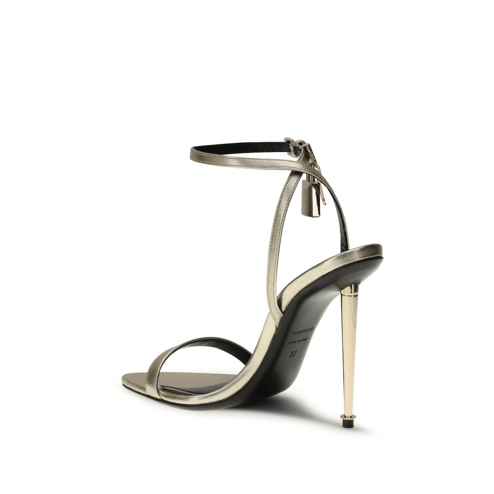 Tom Ford Sandale mit Stilettoabsatz aus Kalbsleder Bos Taurus in Gold