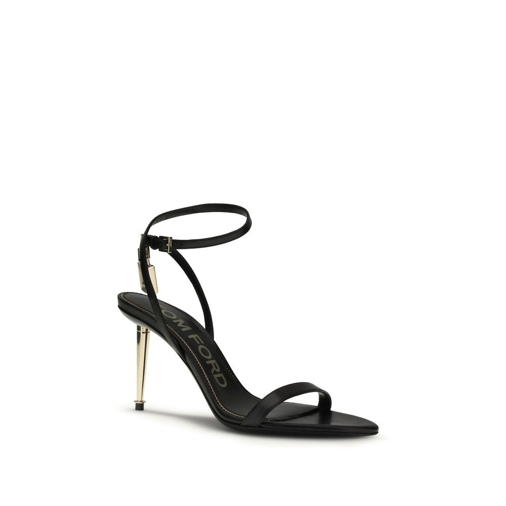 Tom Ford Black Goat Leather Stiletto Sandals