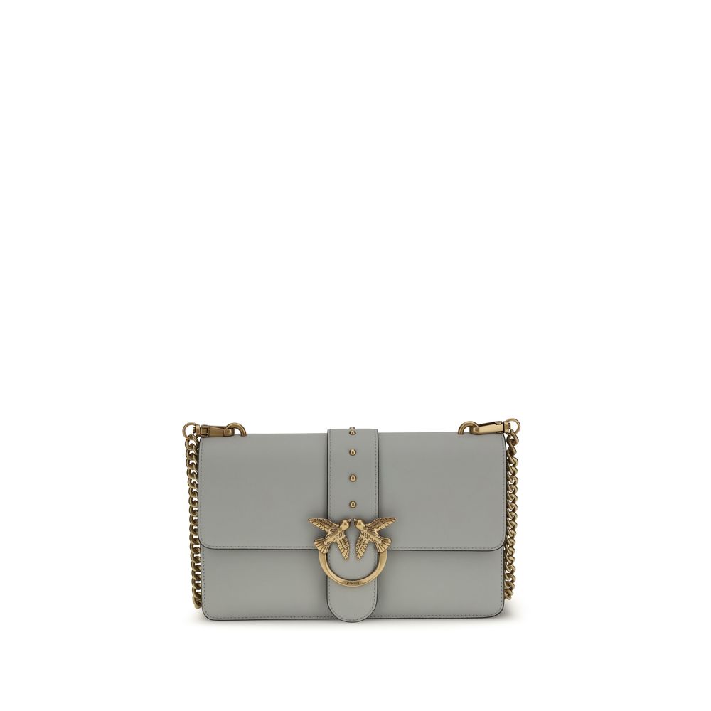 PINKO Gray Calfskin Bos Taurus Shoulder Bag