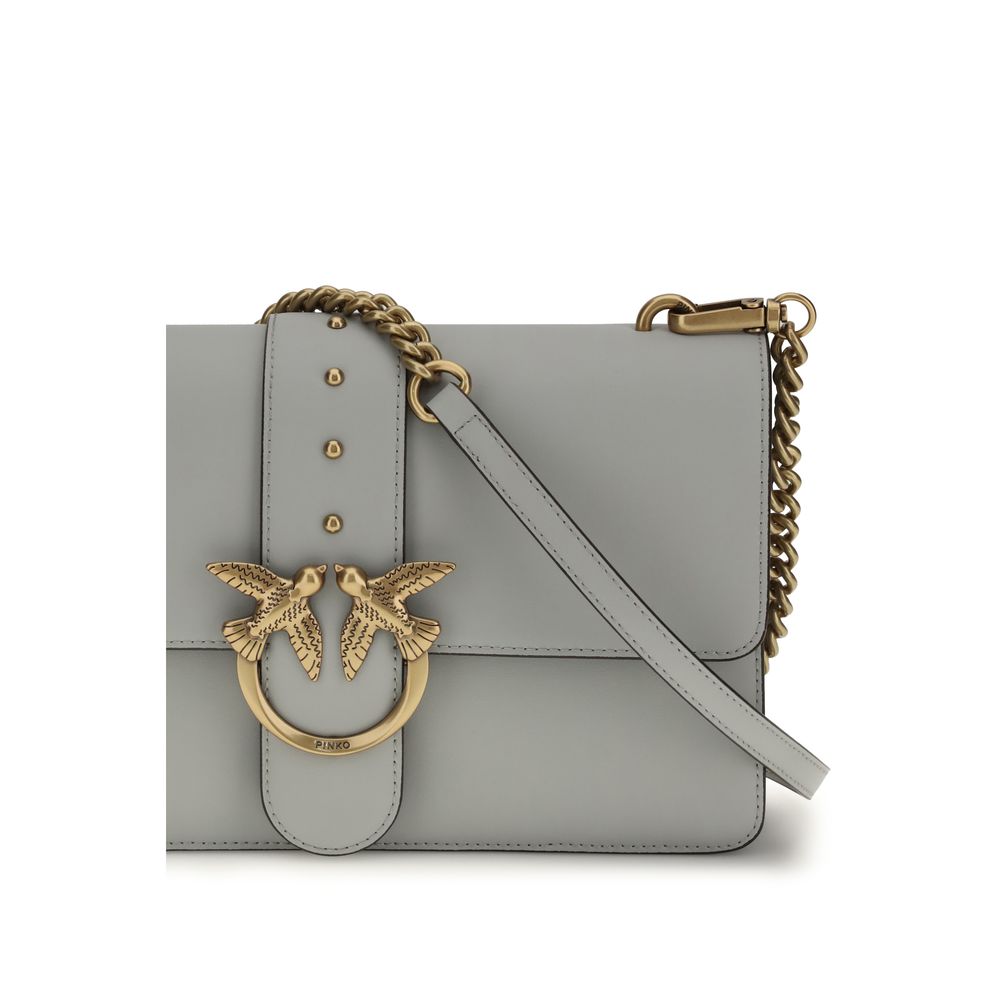 PINKO Gray Calfskin Bos Taurus Shoulder Bag