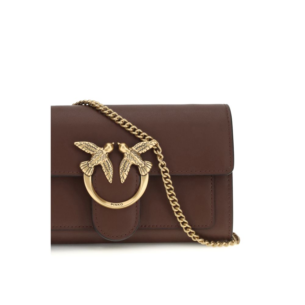 PINKO Braune Kalbsleder Bos Taurus Schultertasche