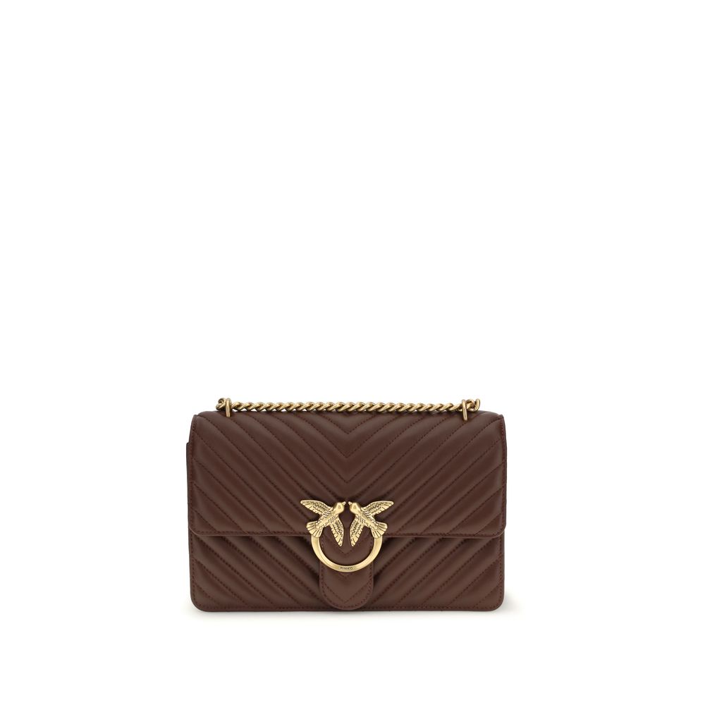 PINKO Braune Kalbsleder Bos Taurus Schultertasche