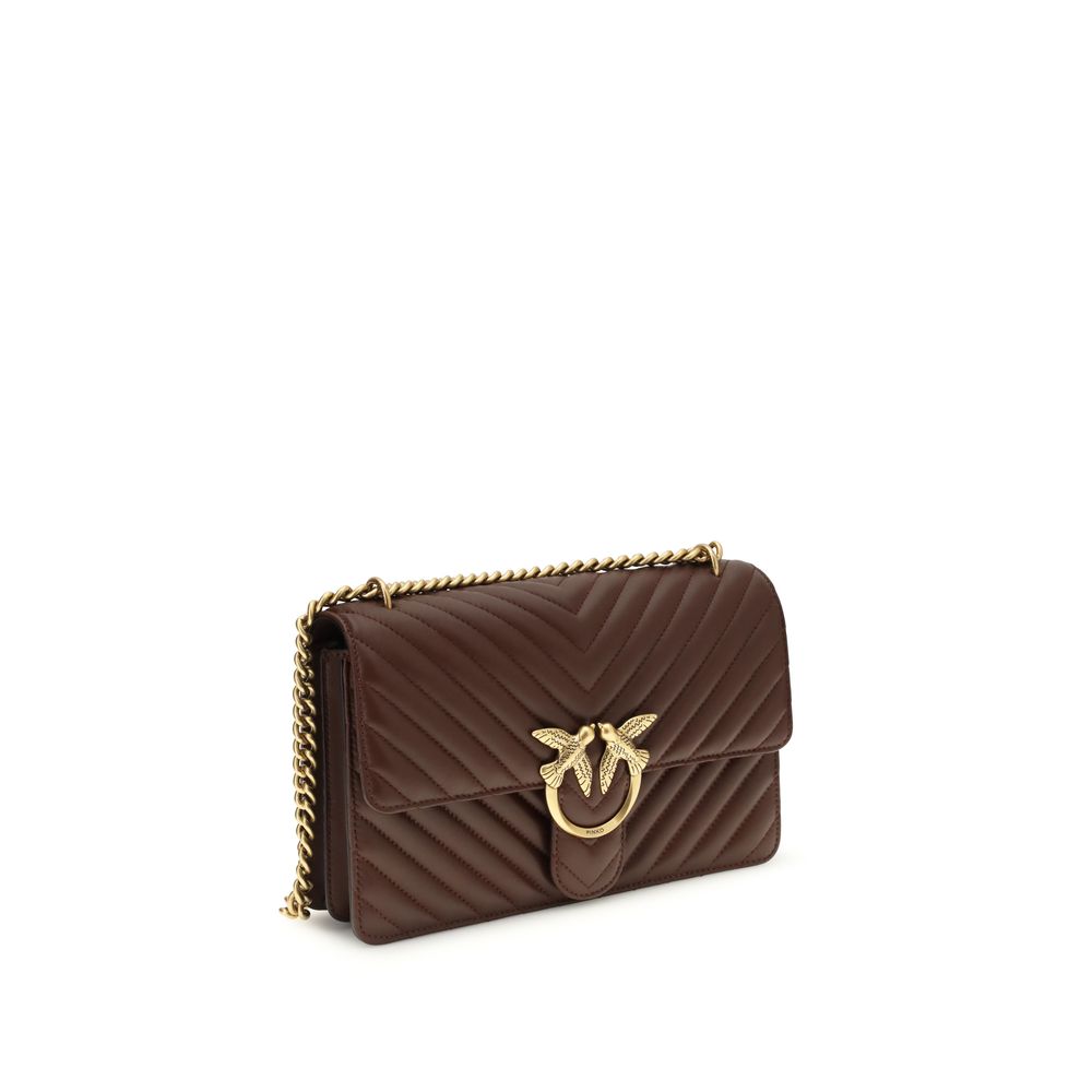 PINKO Braune Kalbsleder Bos Taurus Schultertasche