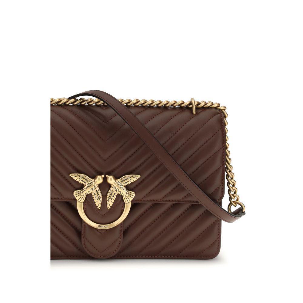 PINKO Braune Kalbsleder Bos Taurus Schultertasche