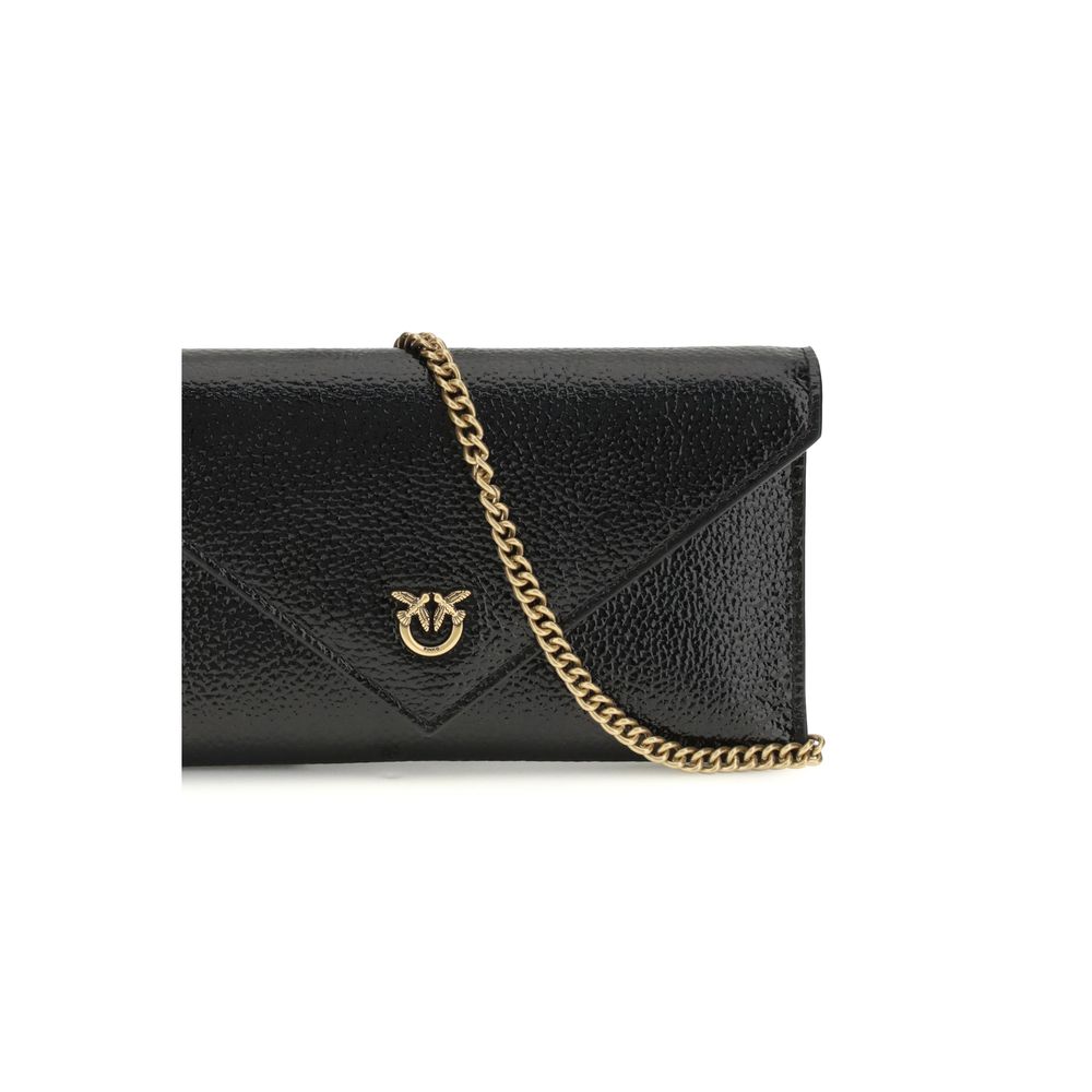 PINKO Schwarze Bos Taurus Kalbsleder Clutch