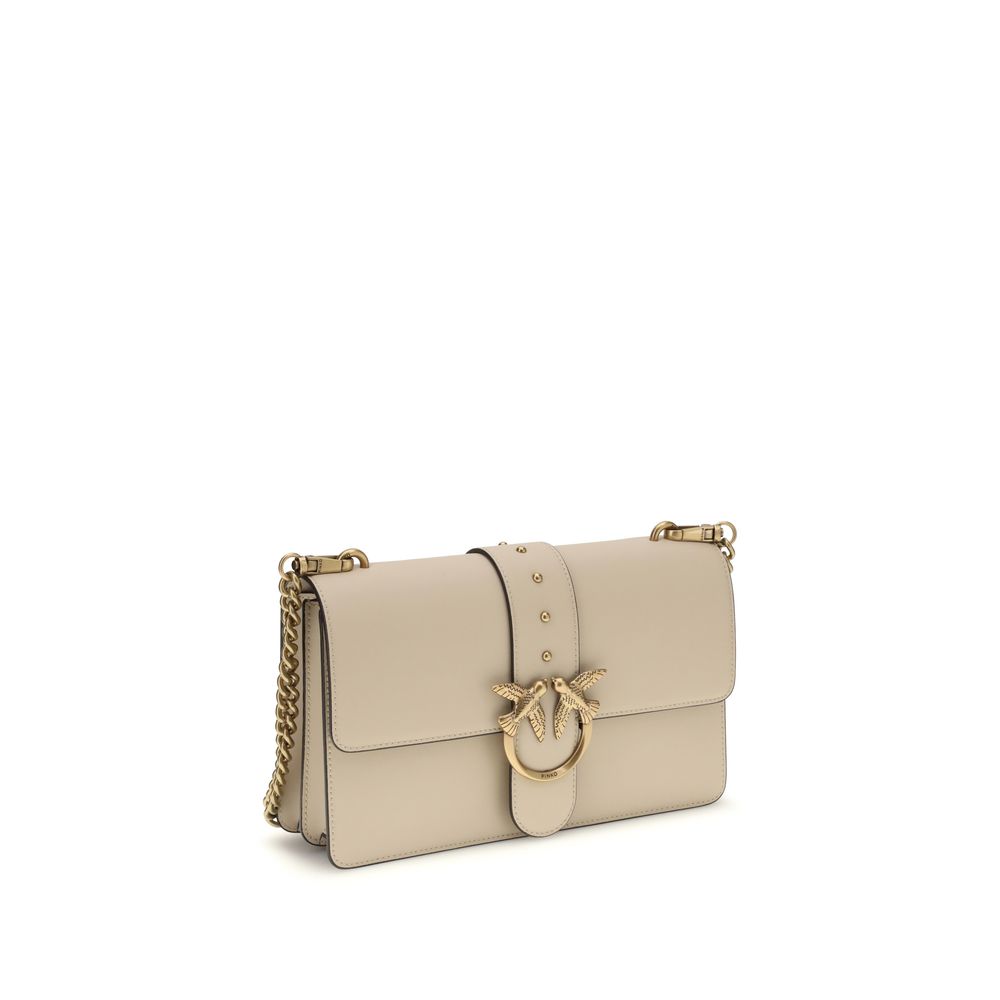 PINKO Beige Kalbsleder Bos Taurus Schultertasche