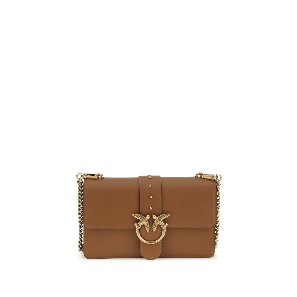 PINKO Braune Kalbsleder Bos Taurus Schultertasche