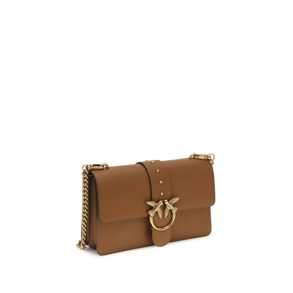 PINKO Braune Kalbsleder Bos Taurus Schultertasche