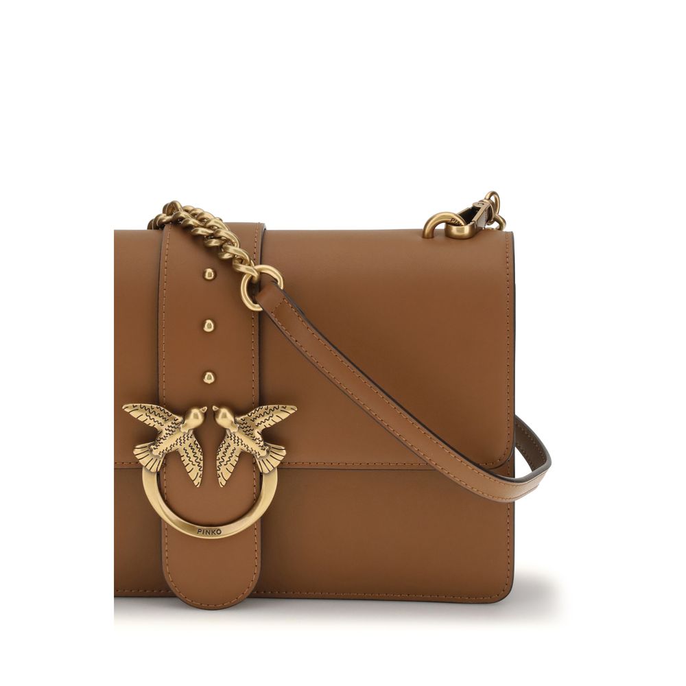 PINKO Braune Kalbsleder Bos Taurus Schultertasche