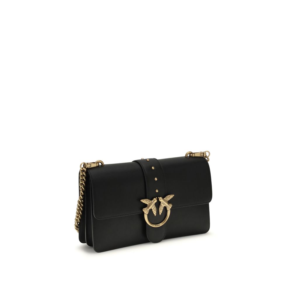 PINKO Schwarze Bos Taurus Kalbsleder Schultertasche