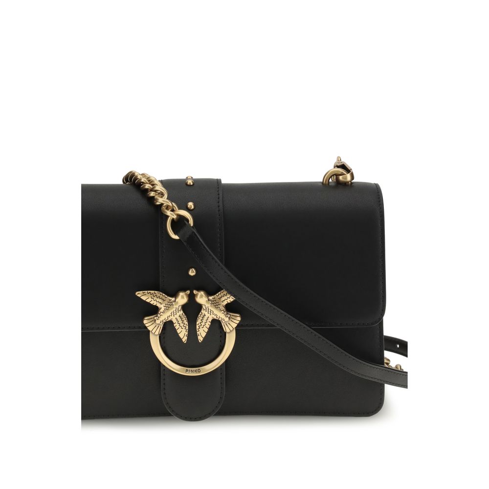 PINKO Schwarze Bos Taurus Kalbsleder Schultertasche
