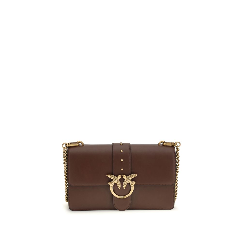 PINKO Braune Kalbsleder Bos Taurus Schultertasche
