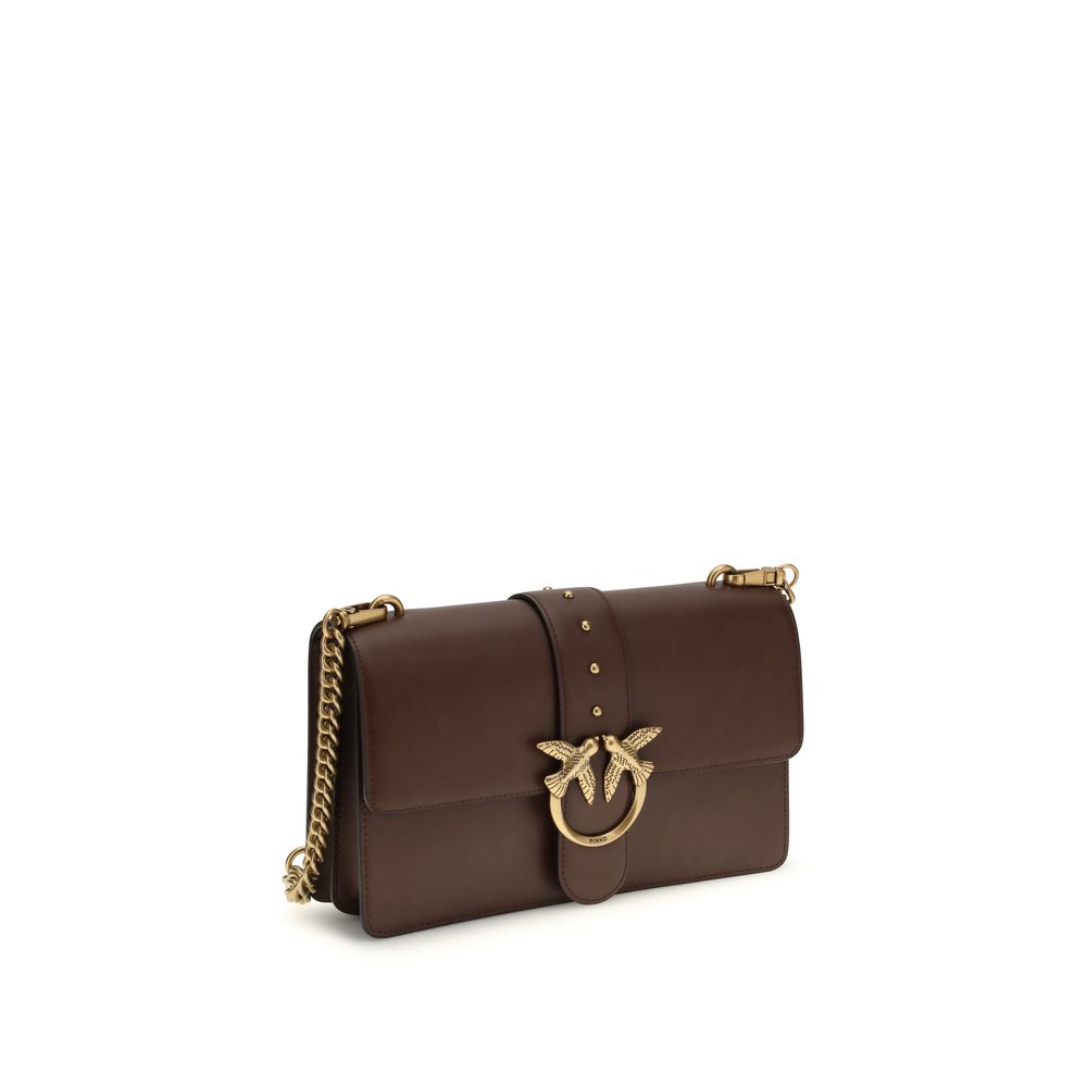 PINKO Braune Kalbsleder Bos Taurus Schultertasche