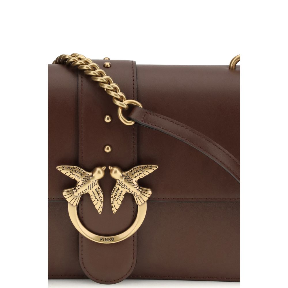 PINKO Braune Kalbsleder Bos Taurus Schultertasche