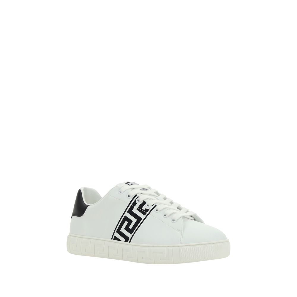 Versace Weiße Low-Top-Sneaker aus Kalbsleder Bos Taurus