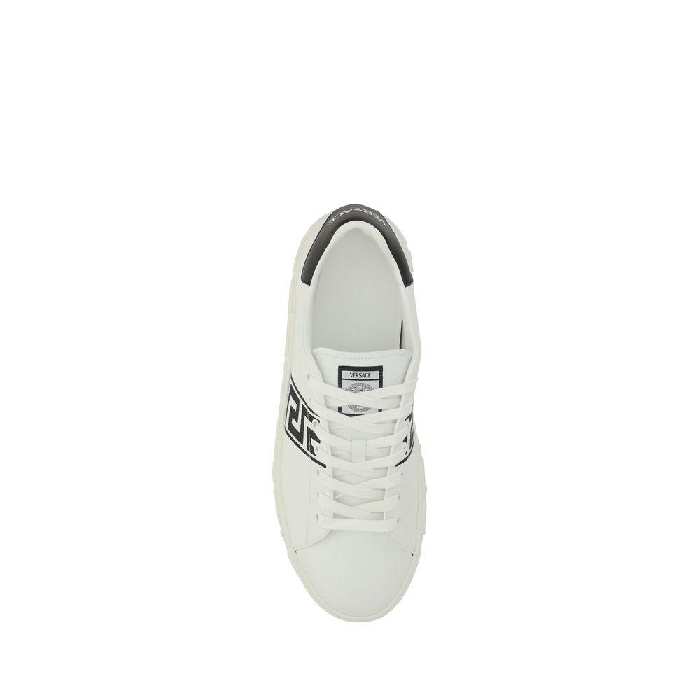 Versace Weiße Low-Top-Sneaker aus Kalbsleder Bos Taurus