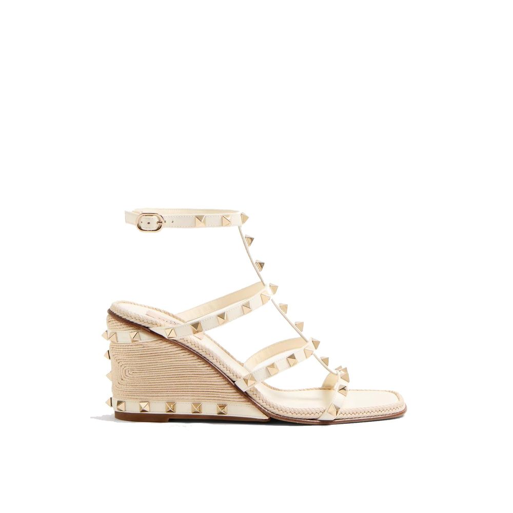 Valentino Garavani wedge sandals in beige calf leather